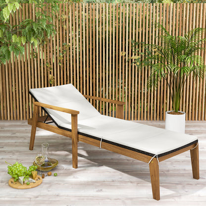 Outdoor Chaise Lounge Chair with Adjustable Backrest & Cushion