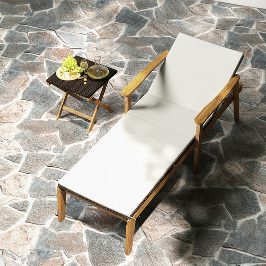 Outdoor Chaise Lounge Chair with Adjustable Backrest & Cushion