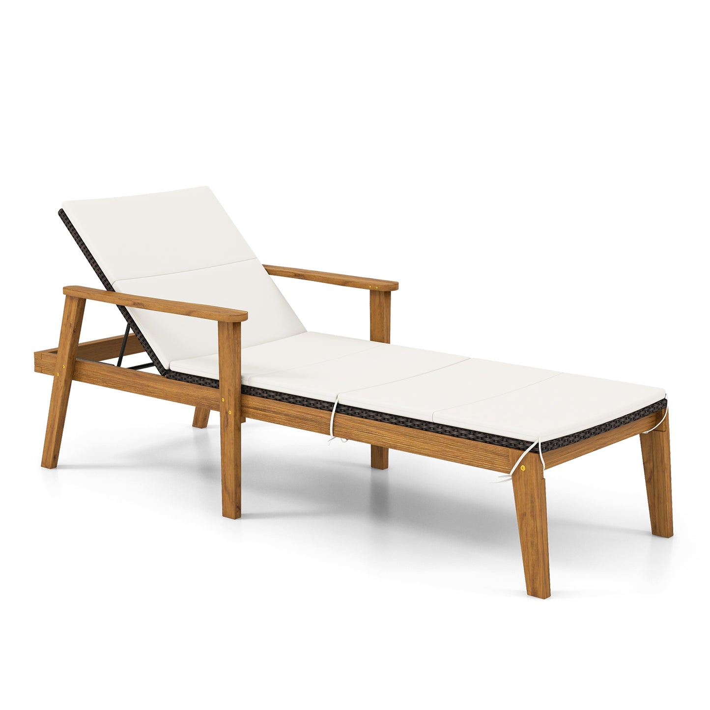 Outdoor Chaise Lounge Chair with Adjustable Backrest & Cushion