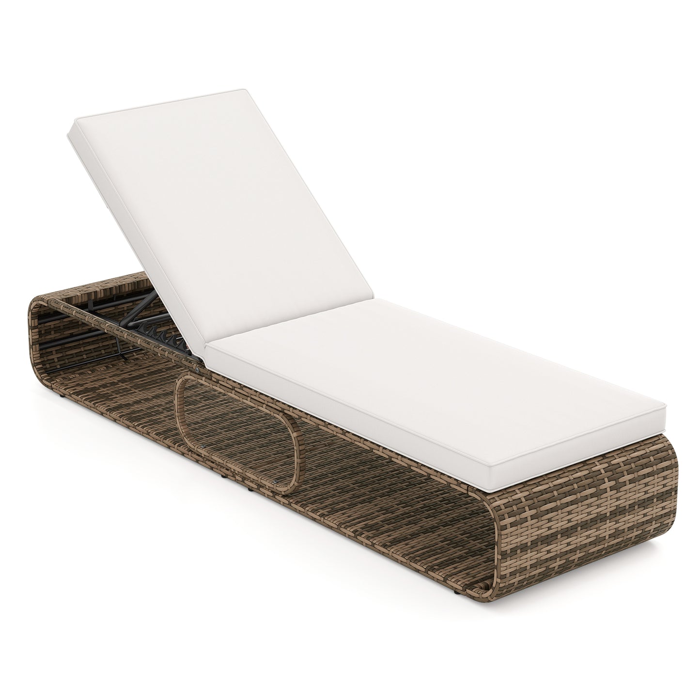 Adjustable Outdoor Chaise Lounge Chair with Cushion - 7 Positions