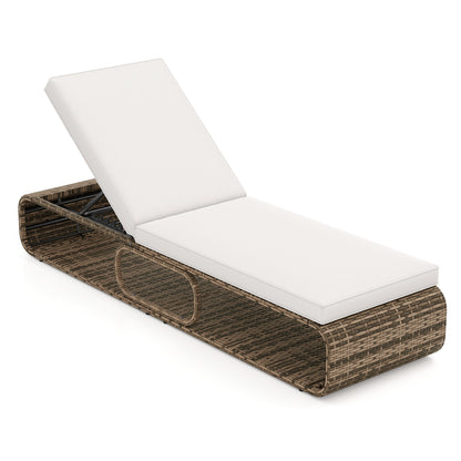 Adjustable Outdoor Chaise Lounge Chair with Cushion - 7 Positions