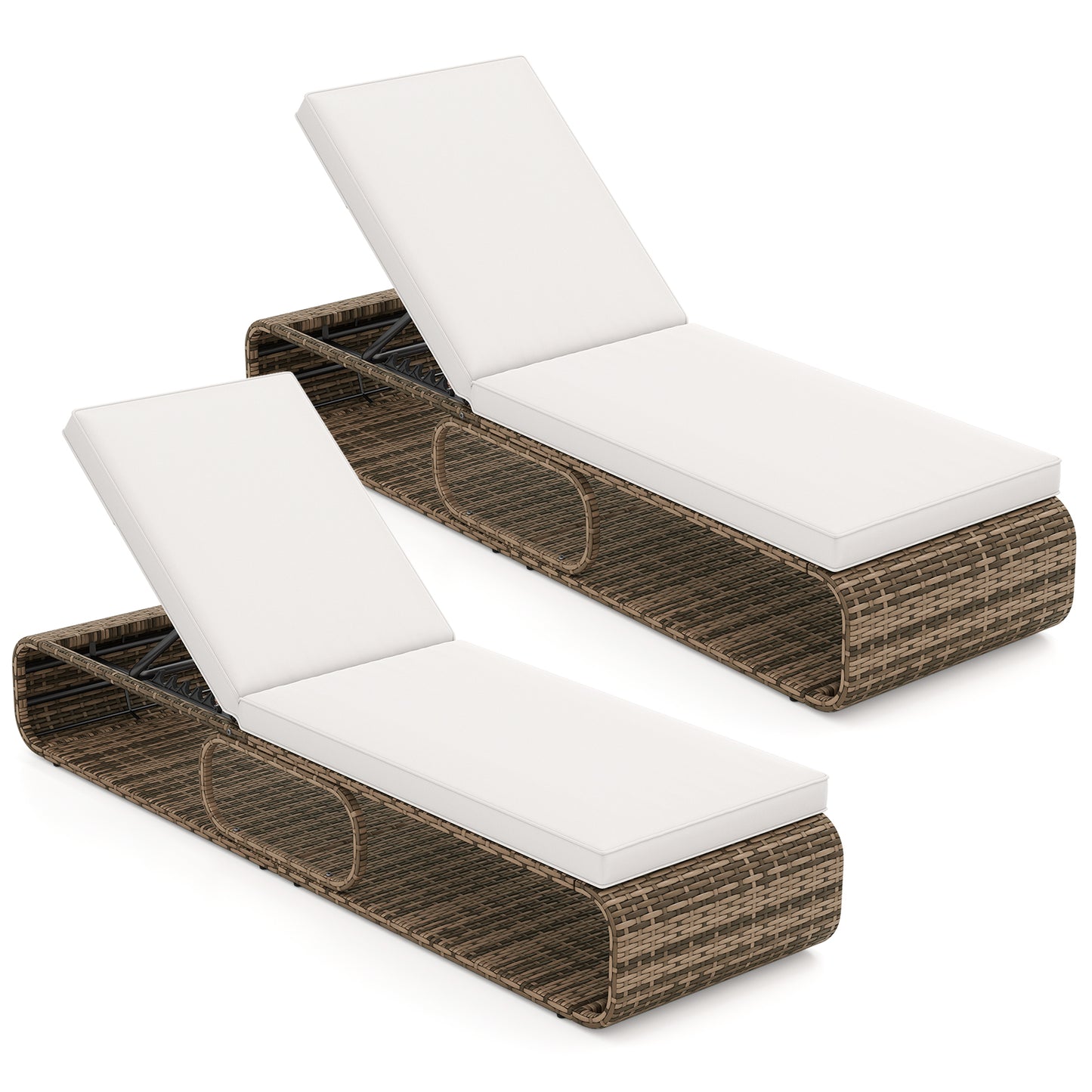 Adjustable Outdoor Chaise Lounge Chair with Cushion - 7 Positions