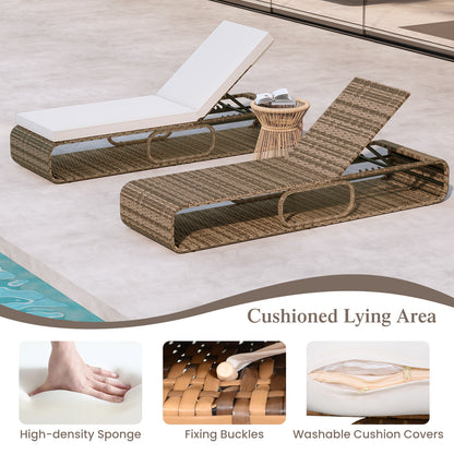 Adjustable Outdoor Chaise Lounge Chair with Cushion - 7 Positions
