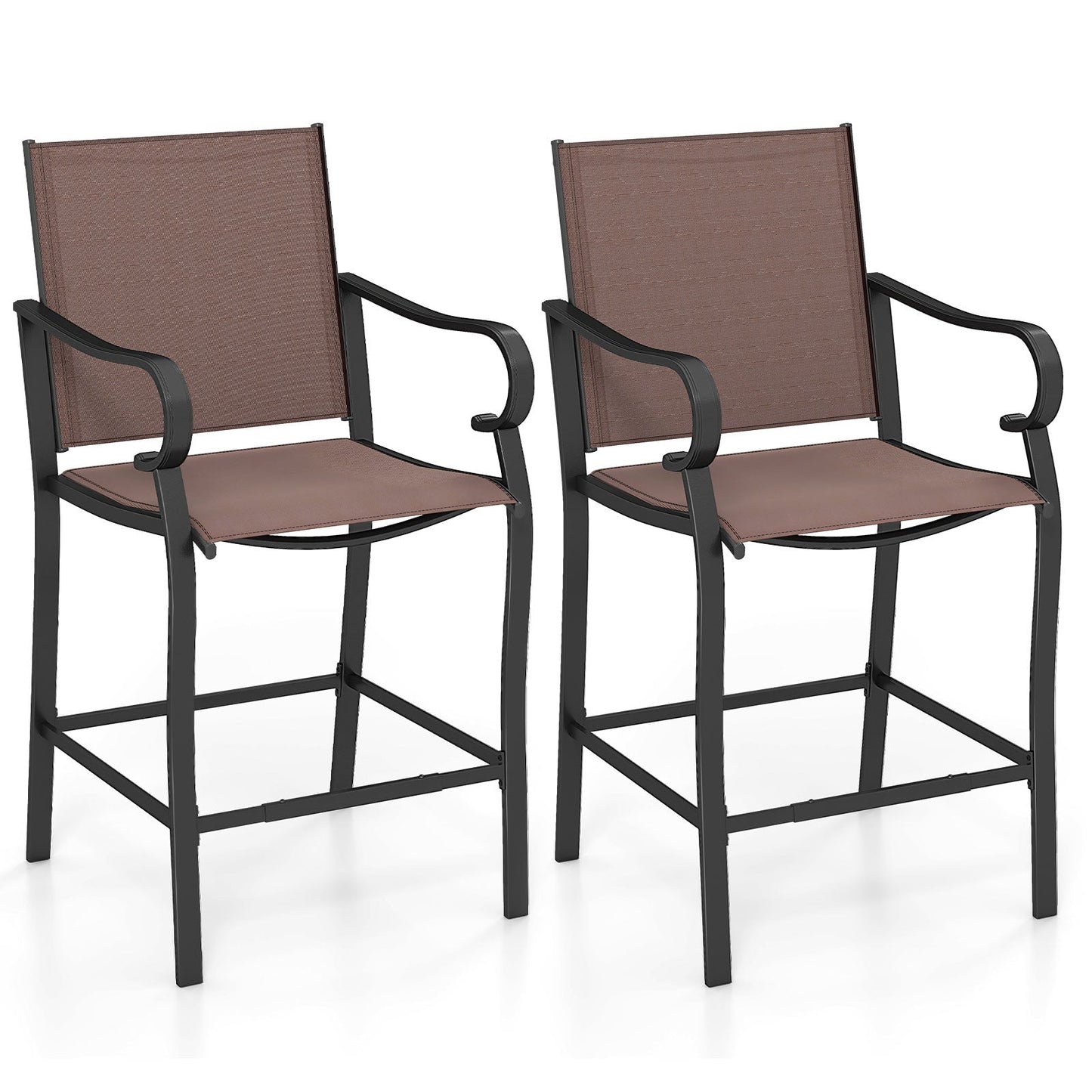 Outdoor Counter Height Bar Stools Set of 4 with Breathable Mesh Fabric