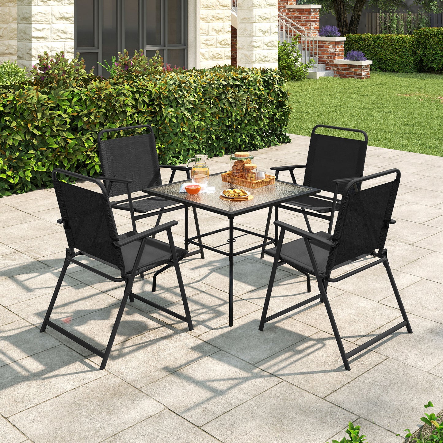 Outdoor Folding Chairs Set of 2 with Breathable Mesh Seat