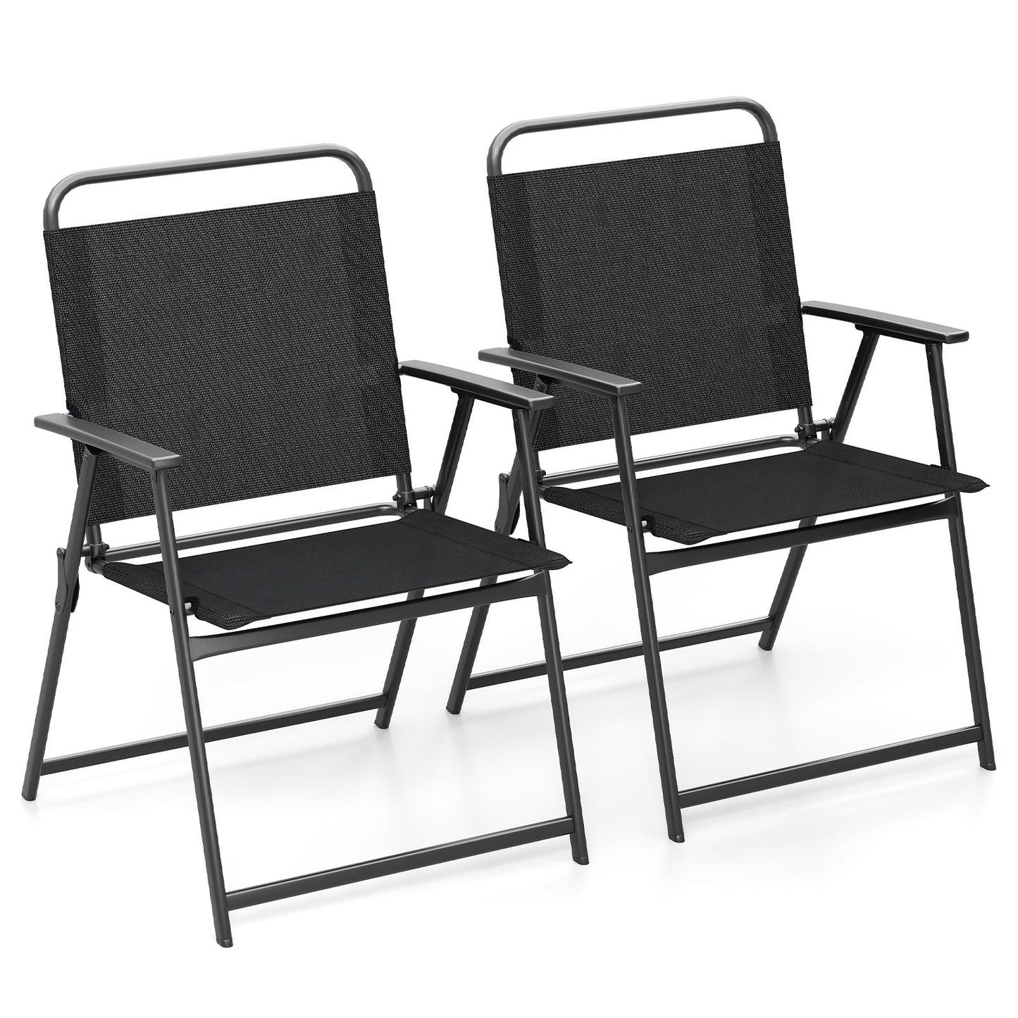 Outdoor Folding Chairs Set of 2 with Breathable Mesh Seat