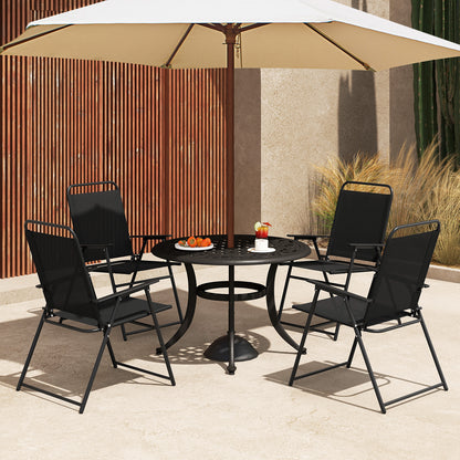 Folding Sling Patio Chairs Set of 2 with Armrests