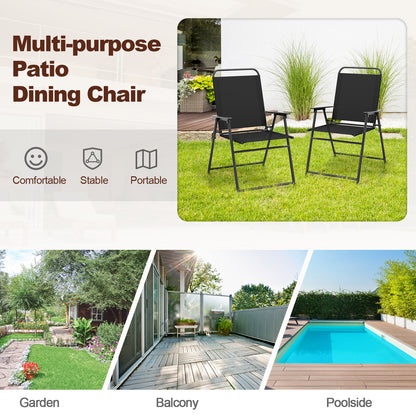 Folding Sling Patio Chairs Set of 2 with Armrests