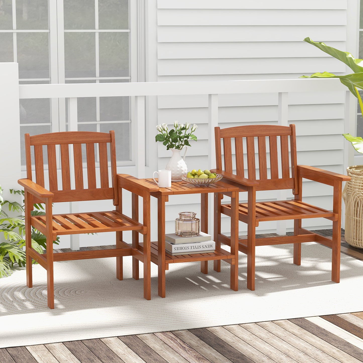 3-Piece Patio Bistro Set with Umbrella Hole