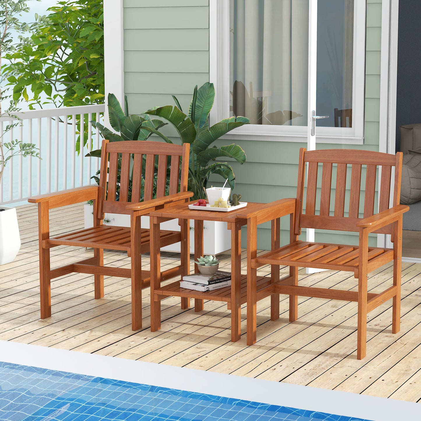 3-Piece Patio Bistro Set with Umbrella Hole