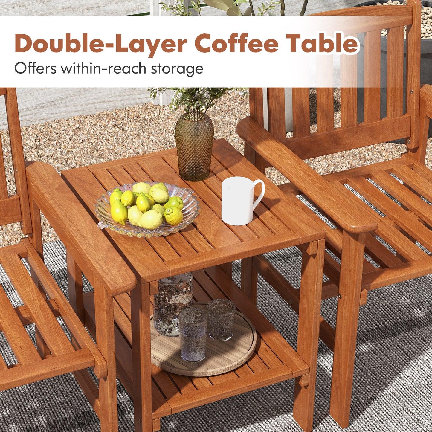 3-Piece Patio Bistro Set with Umbrella Hole