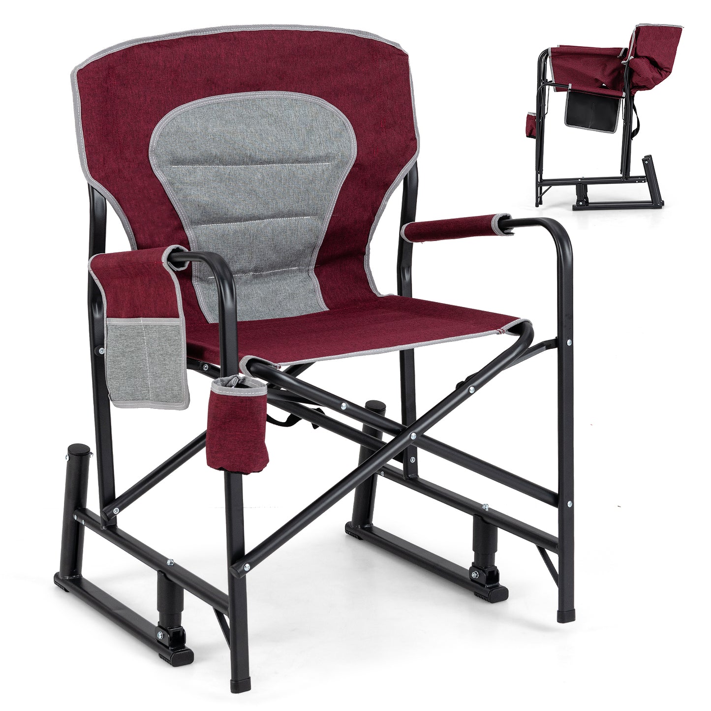 Rocking Camping Chair with Dual Springs and Padded Back