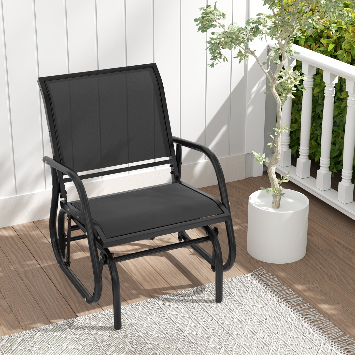 Outdoor Swing Glider Rocking Chair with Armrests