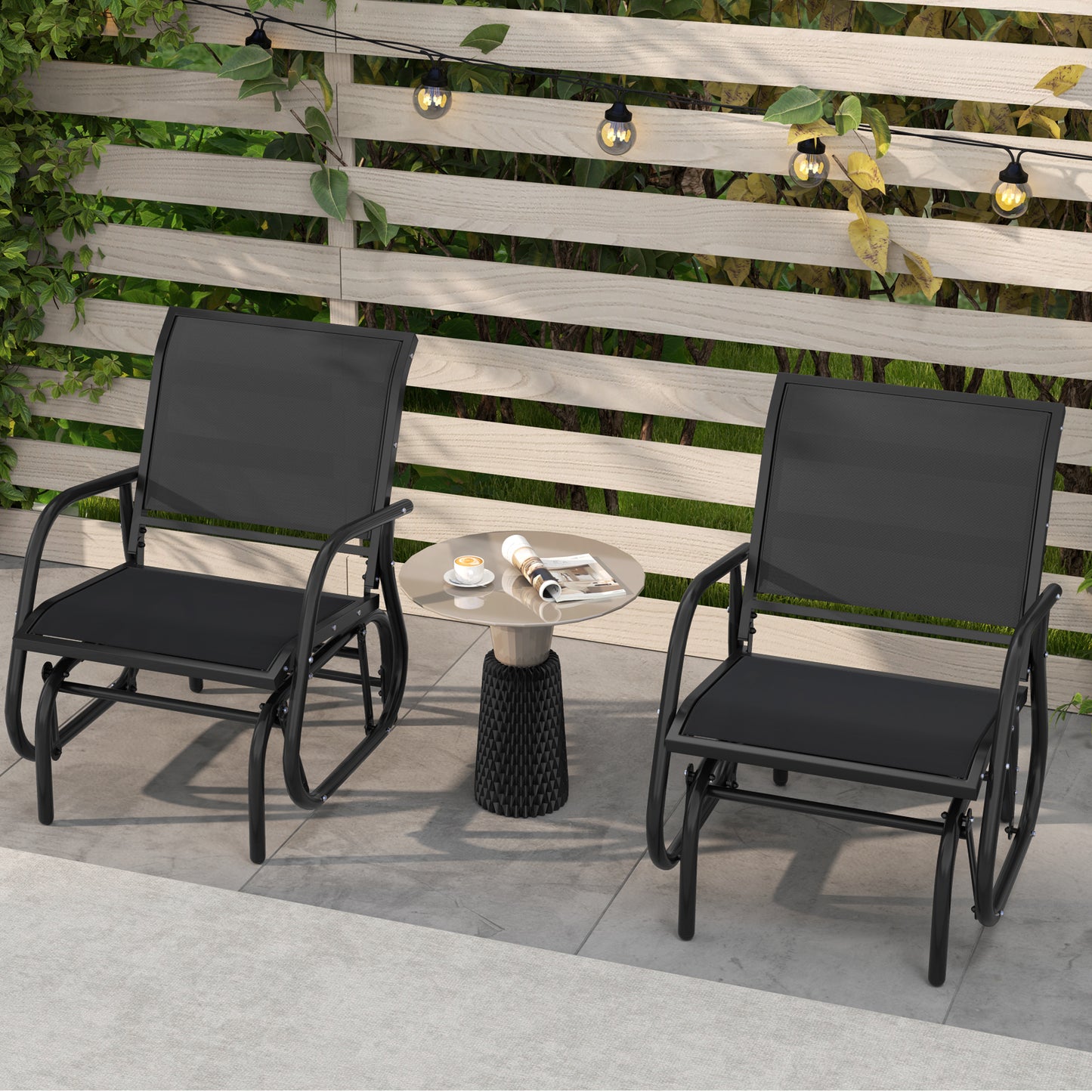 Outdoor Swing Glider Rocking Chair with Armrests