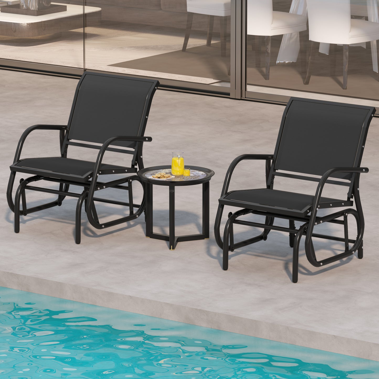 Outdoor Swing Glider Rocking Chair with Armrests