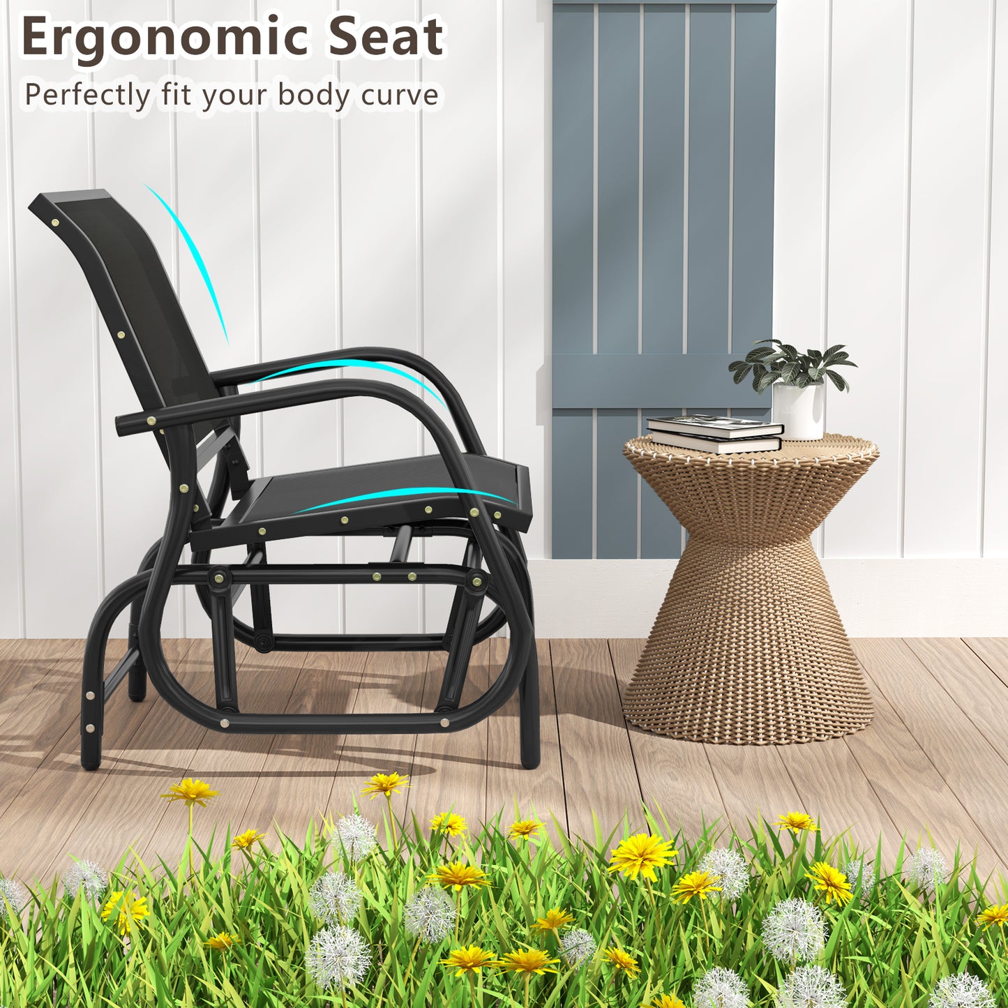 Outdoor Swing Glider Rocking Chair with Armrests