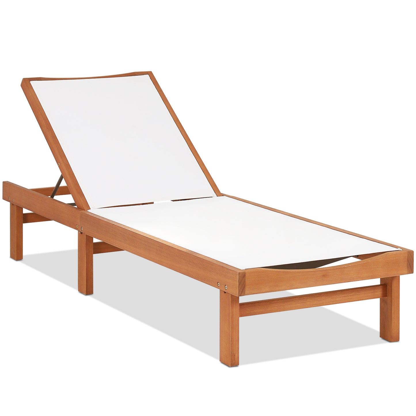 Adjustable Wood Chaise Lounge Chair with 5-Position Back
