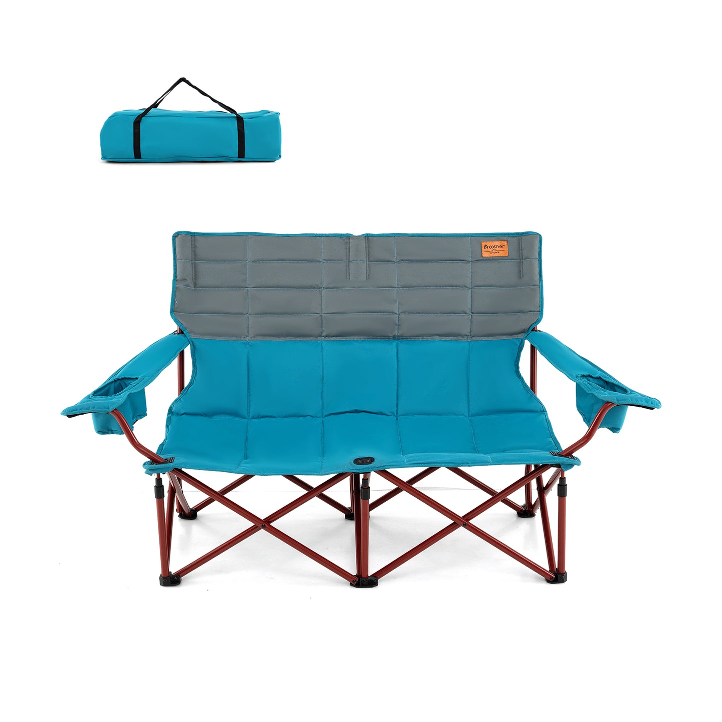 Oversized Folding Camping Loveseat with Cup Holders