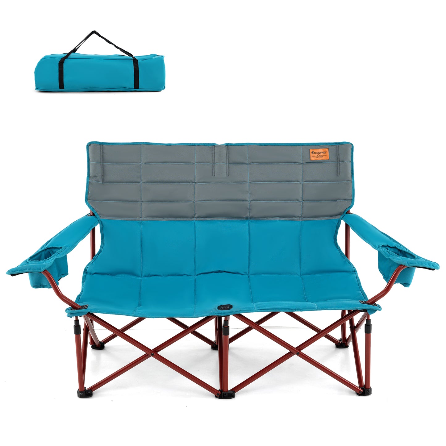 Oversized Folding Camping Loveseat with Cup Holders