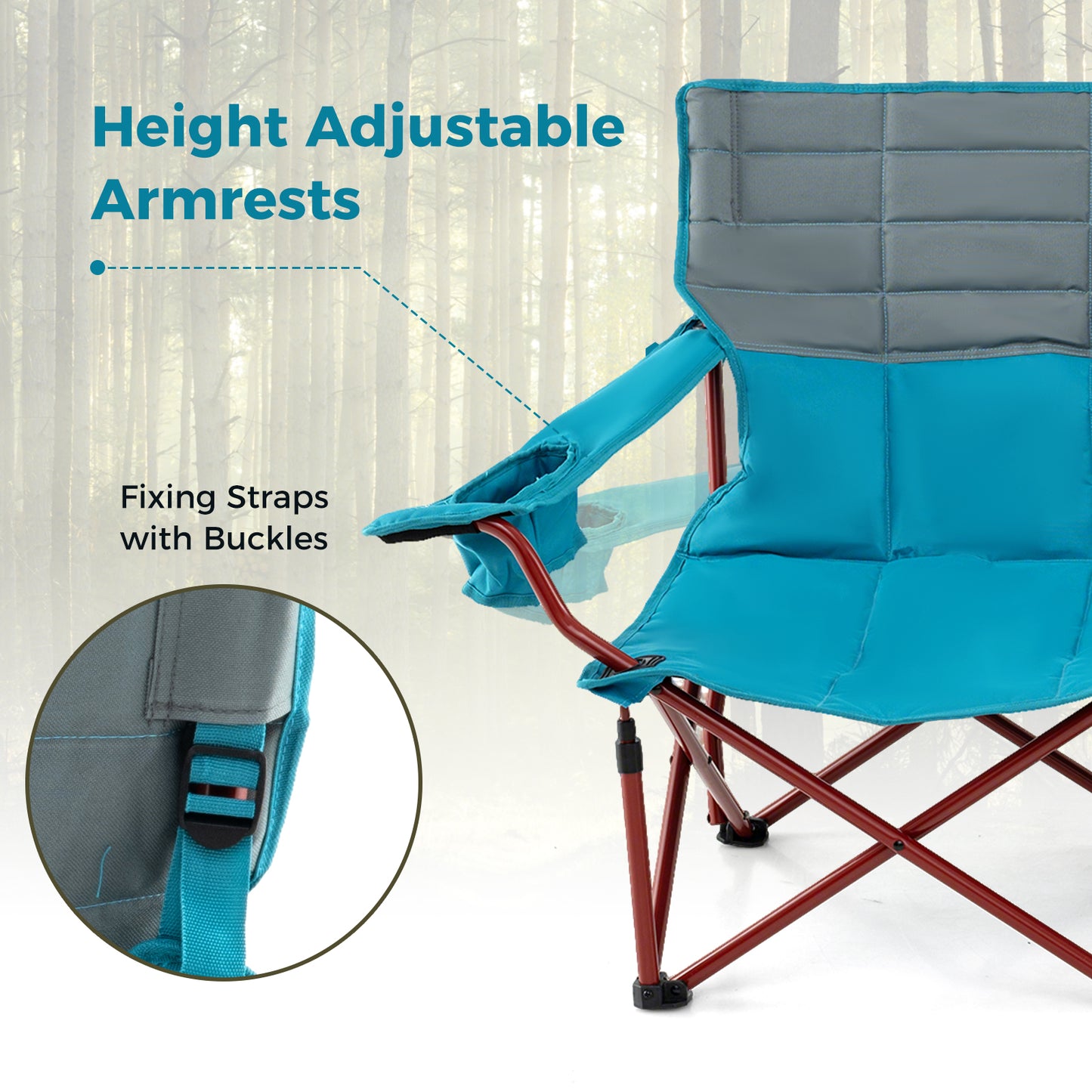 Oversized Folding Camping Loveseat with Cup Holders