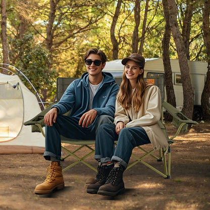 Oversized Folding Camping Loveseat with Cup Holders