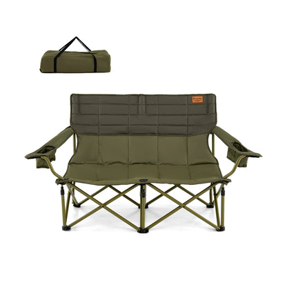 Oversized Folding Camping Loveseat with Cup Holders