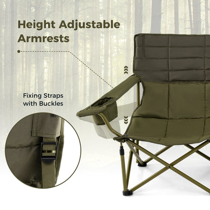 Oversized Folding Camping Loveseat with Cup Holders