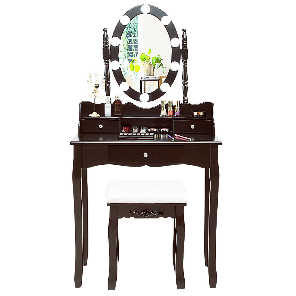 Makeup Vanity Set with LED Lighted Mirror and 3 Drawers