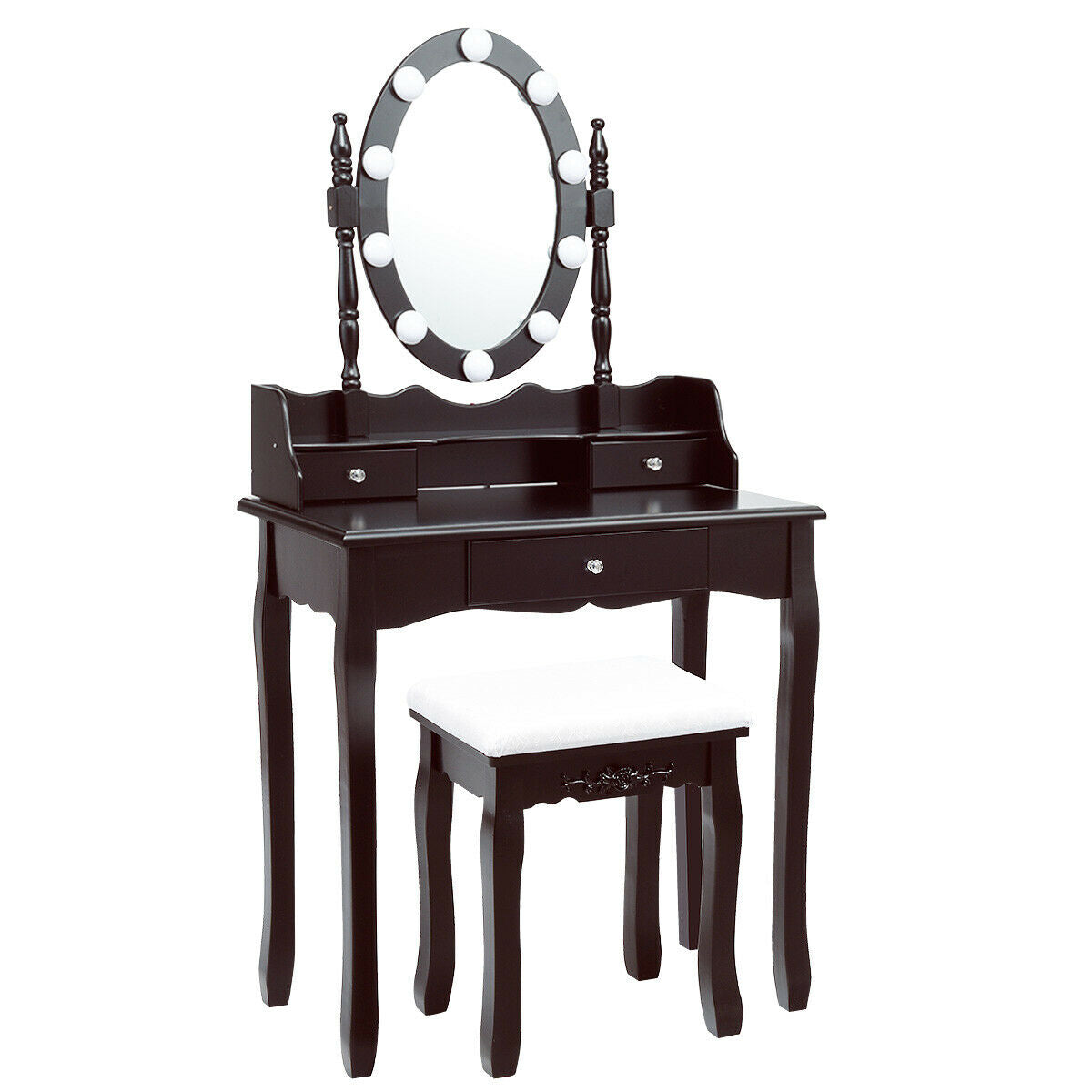 Makeup Vanity Set with LED Lighted Mirror and 3 Drawers