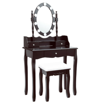 Makeup Vanity Set with LED Lighted Mirror and 3 Drawers