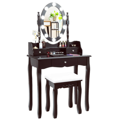 Makeup Vanity Set with LED Lighted Mirror and 3 Drawers
