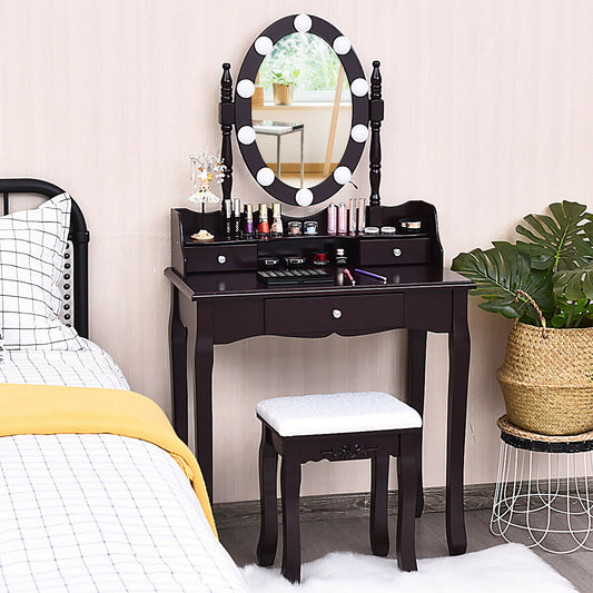 Makeup Vanity Set with LED Lighted Mirror and 3 Drawers