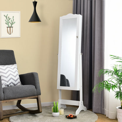 Mirrored Jewelry Armoire Cabinet with Lock and Full Length Mirror