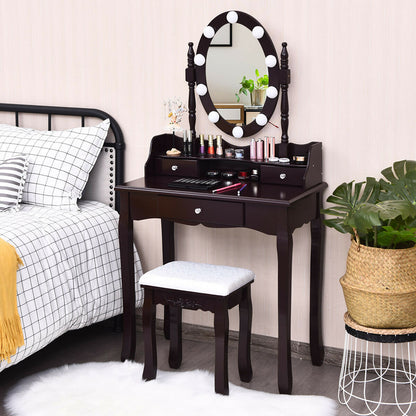 Makeup Vanity Set with LED Lighted Mirror and 3 Drawers