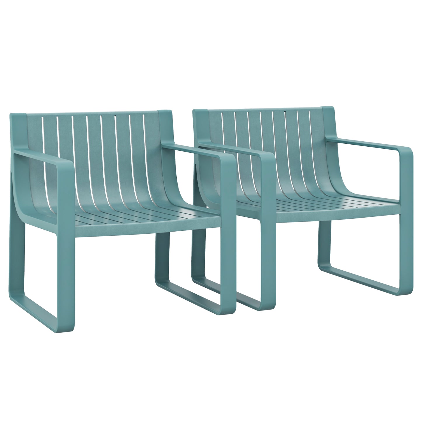 Patio Dining Chairs Set of 2 with Curved Backrests