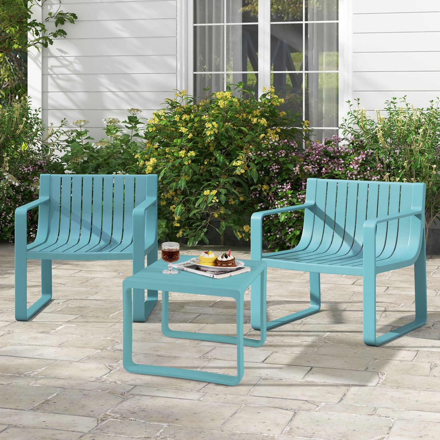 Patio Dining Chairs Set of 2 with Curved Backrests