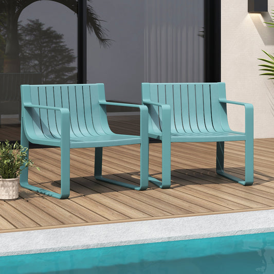 Patio Dining Chairs Set of 2 with Curved Backrests