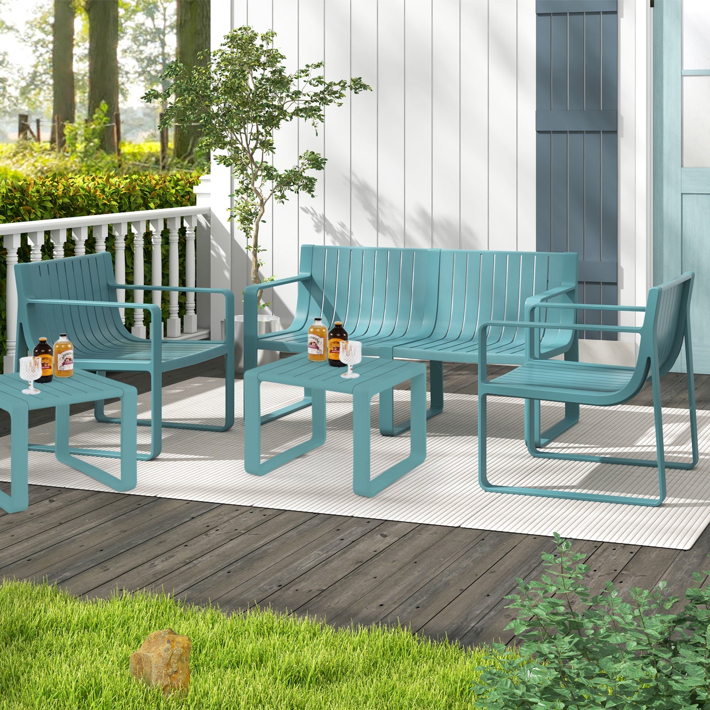 Patio Dining Chairs Set of 2 with Curved Backrests
