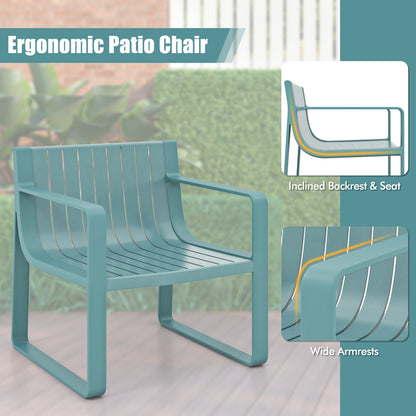 Patio Dining Chairs Set of 2 with Curved Backrests
