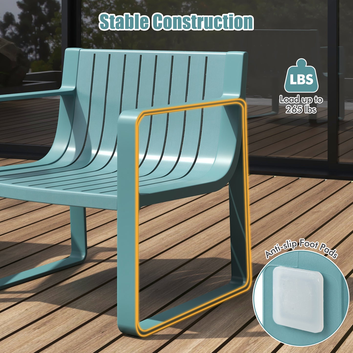 Patio Dining Chairs Set of 2 with Curved Backrests