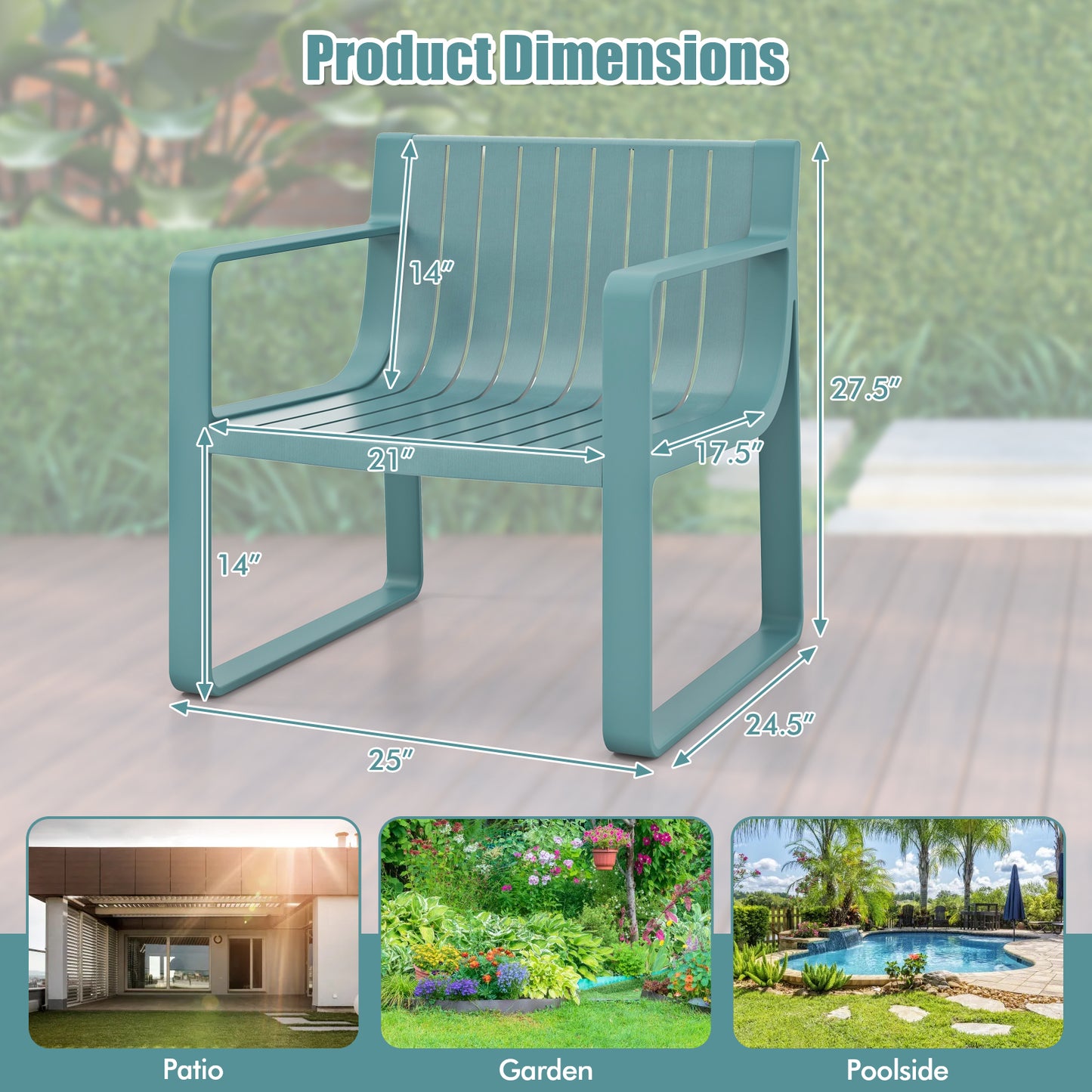 Patio Dining Chairs Set of 2 with Curved Backrests
