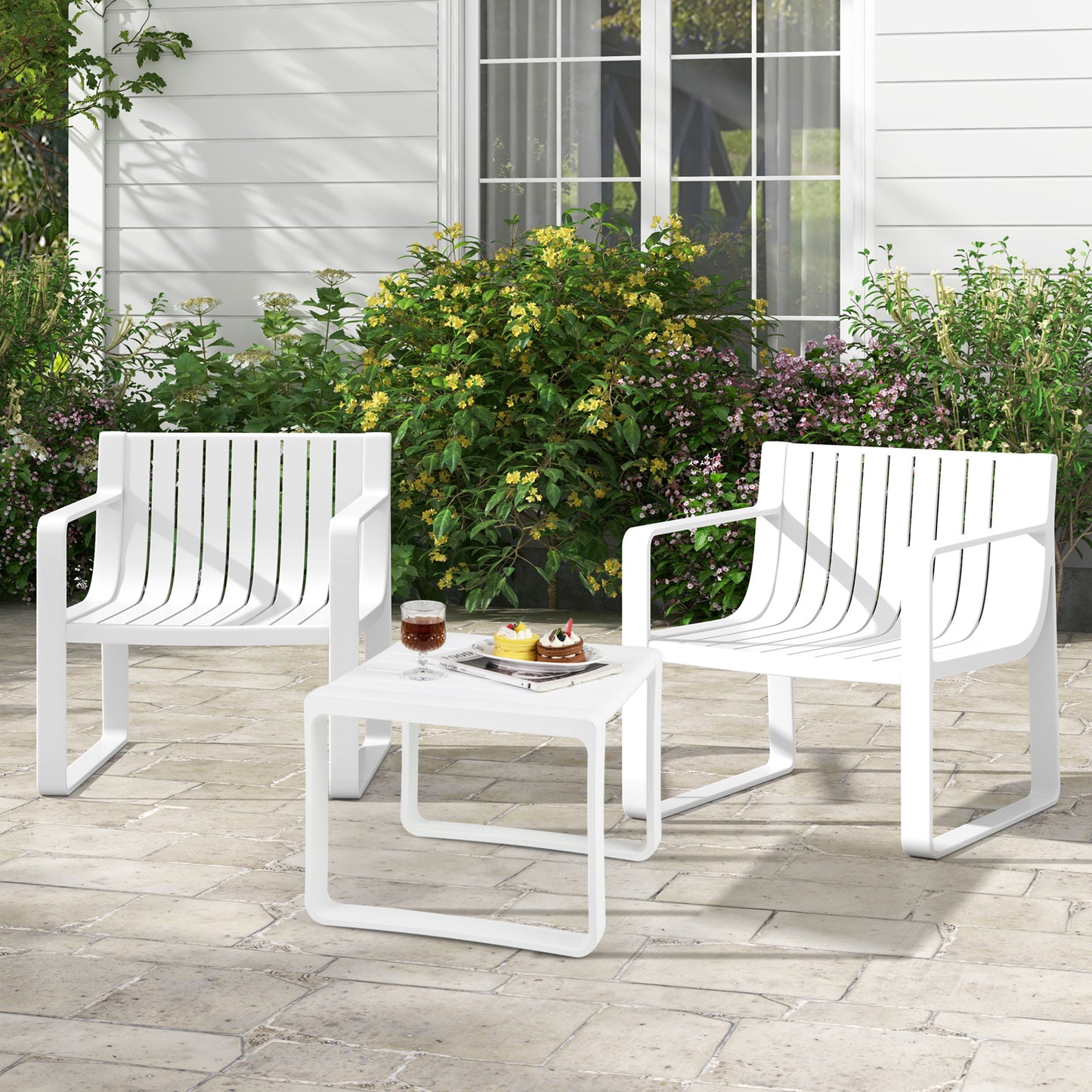 Patio Dining Chairs Set of 2 with Curved Backrests