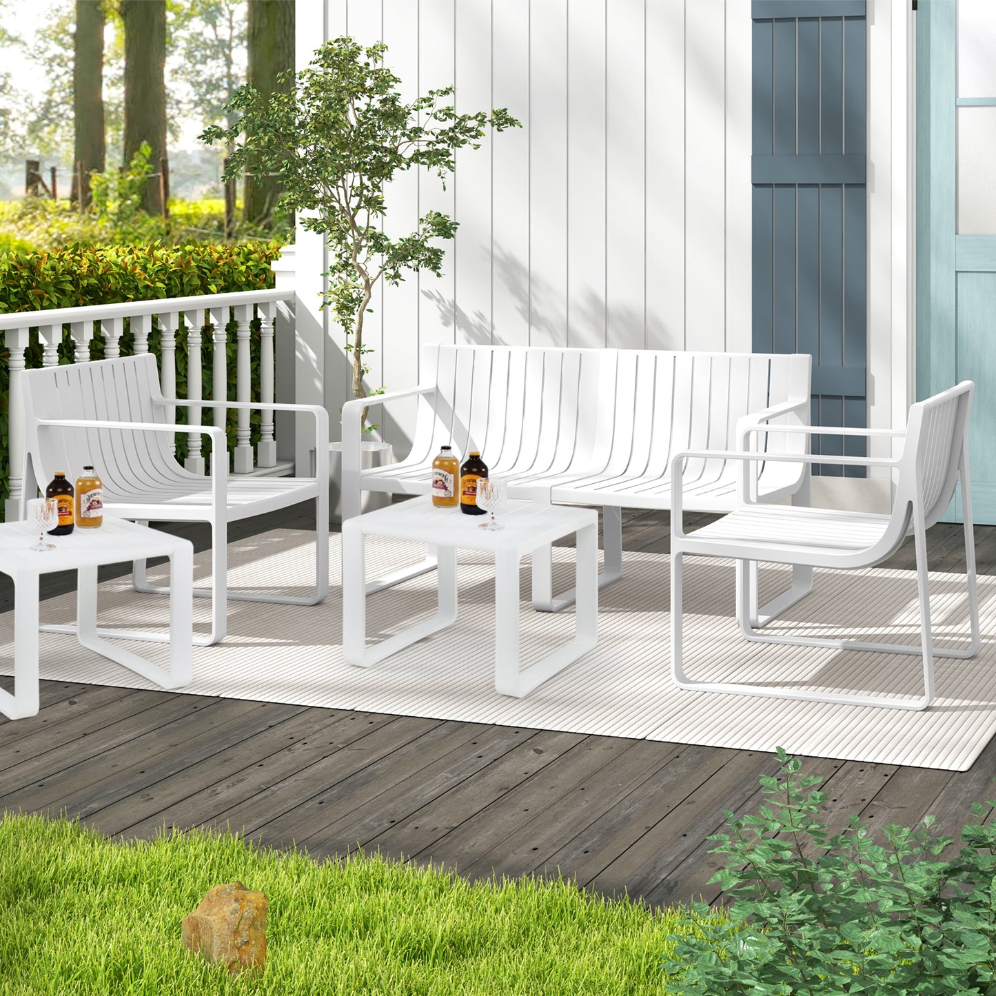Patio Dining Chairs Set of 2 with Curved Backrests