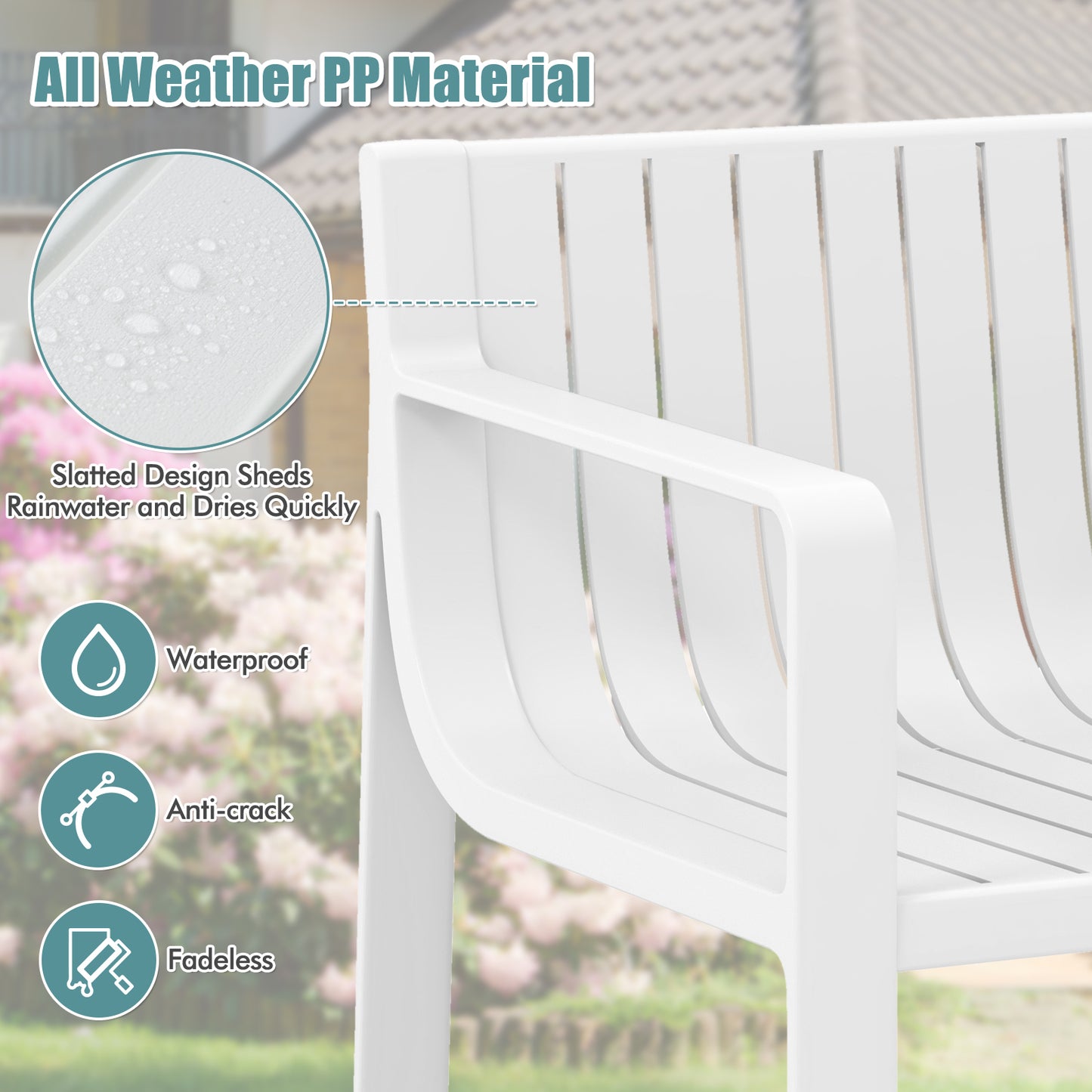 Patio Dining Chairs Set of 2 with Curved Backrests