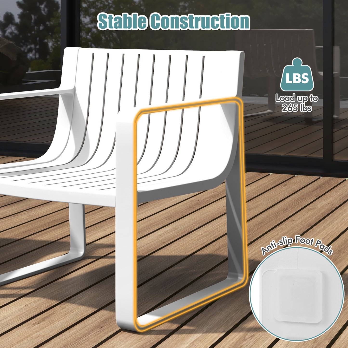 Patio Dining Chairs Set of 2 with Curved Backrests