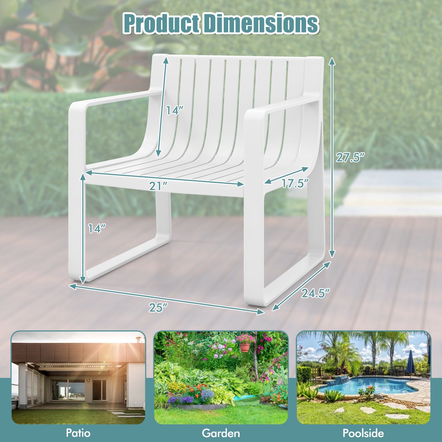 Patio Dining Chairs Set of 2 with Curved Backrests