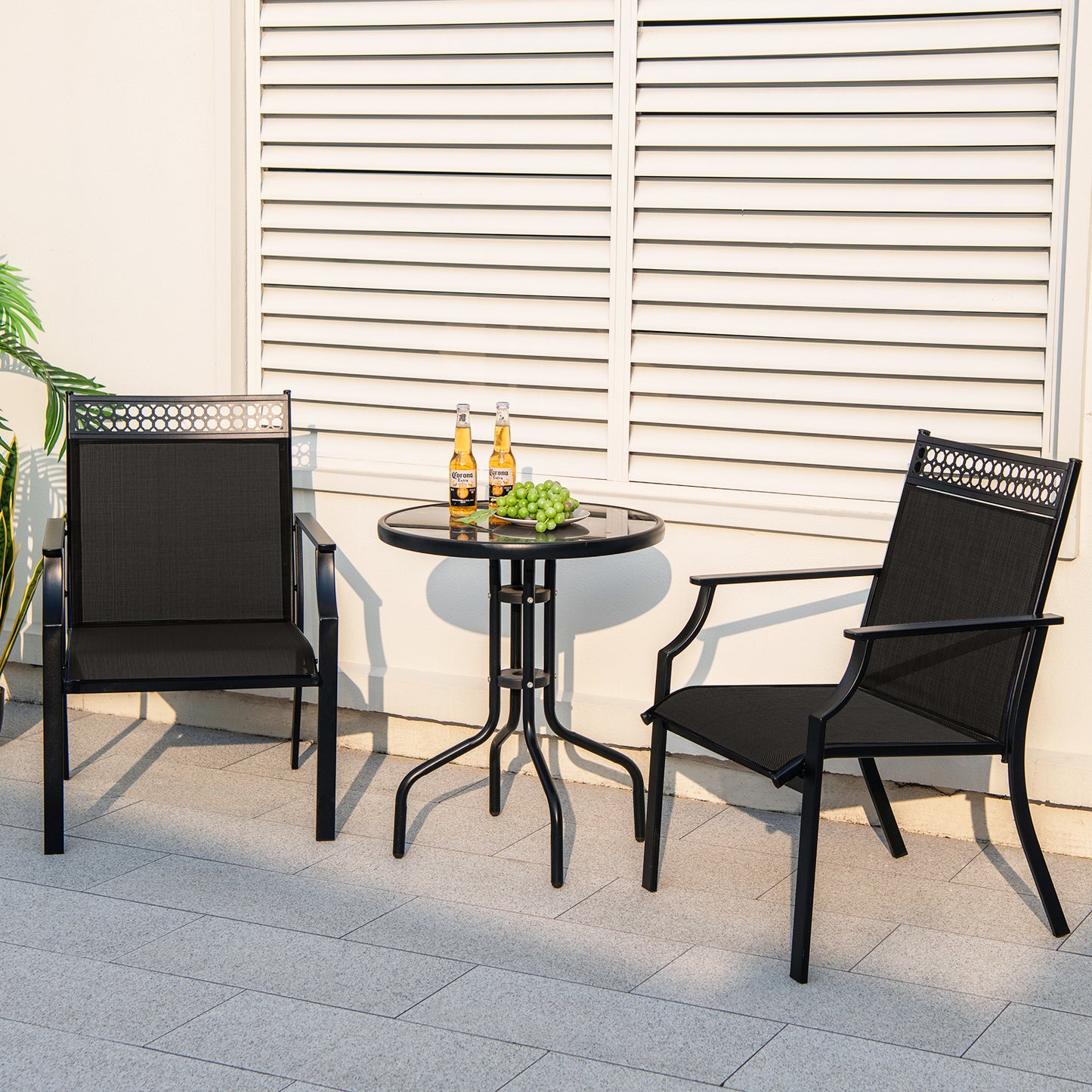 Patio Dining Chairs Set of 2 with Breathable Fabric