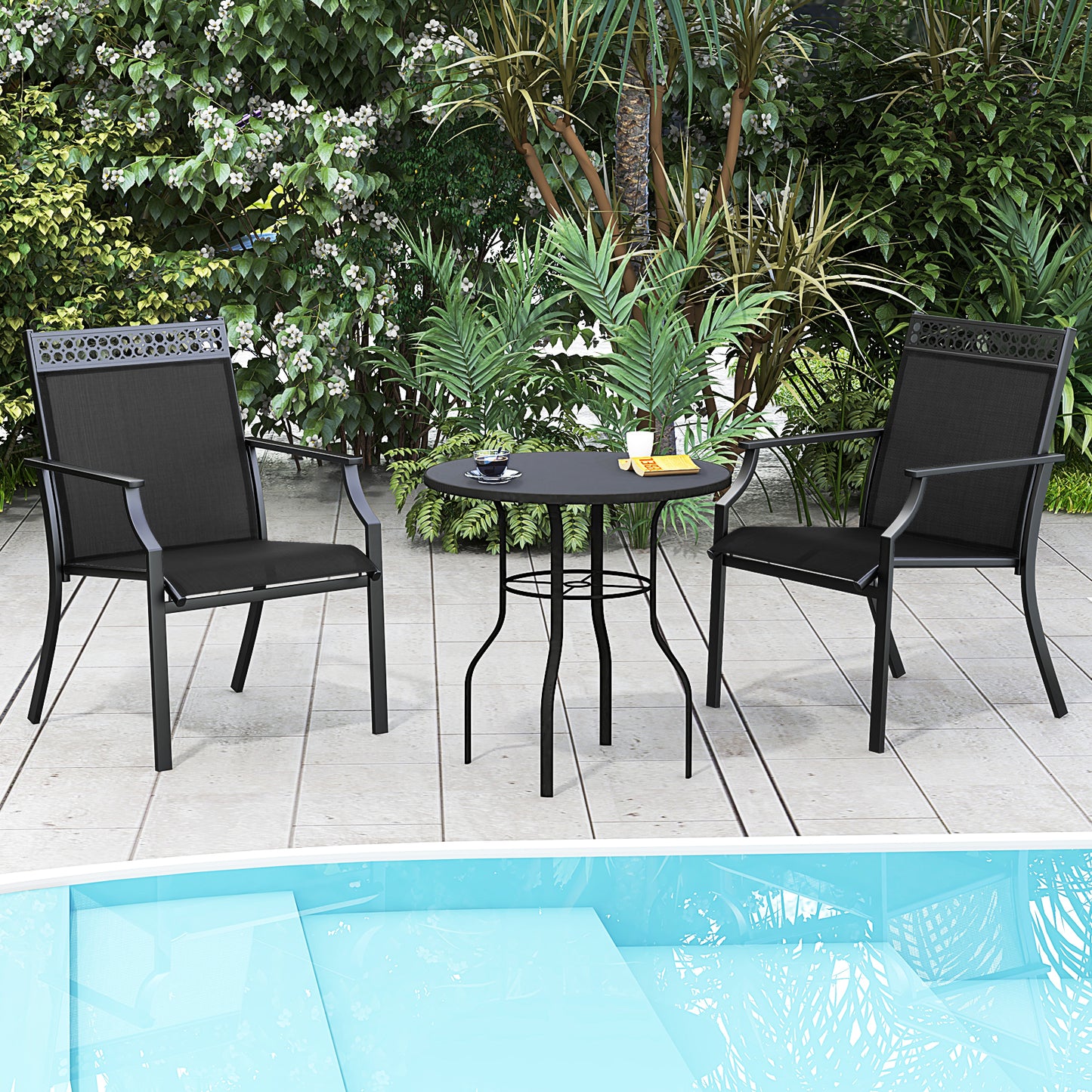 Patio Dining Chairs Set of 2 with Breathable Fabric