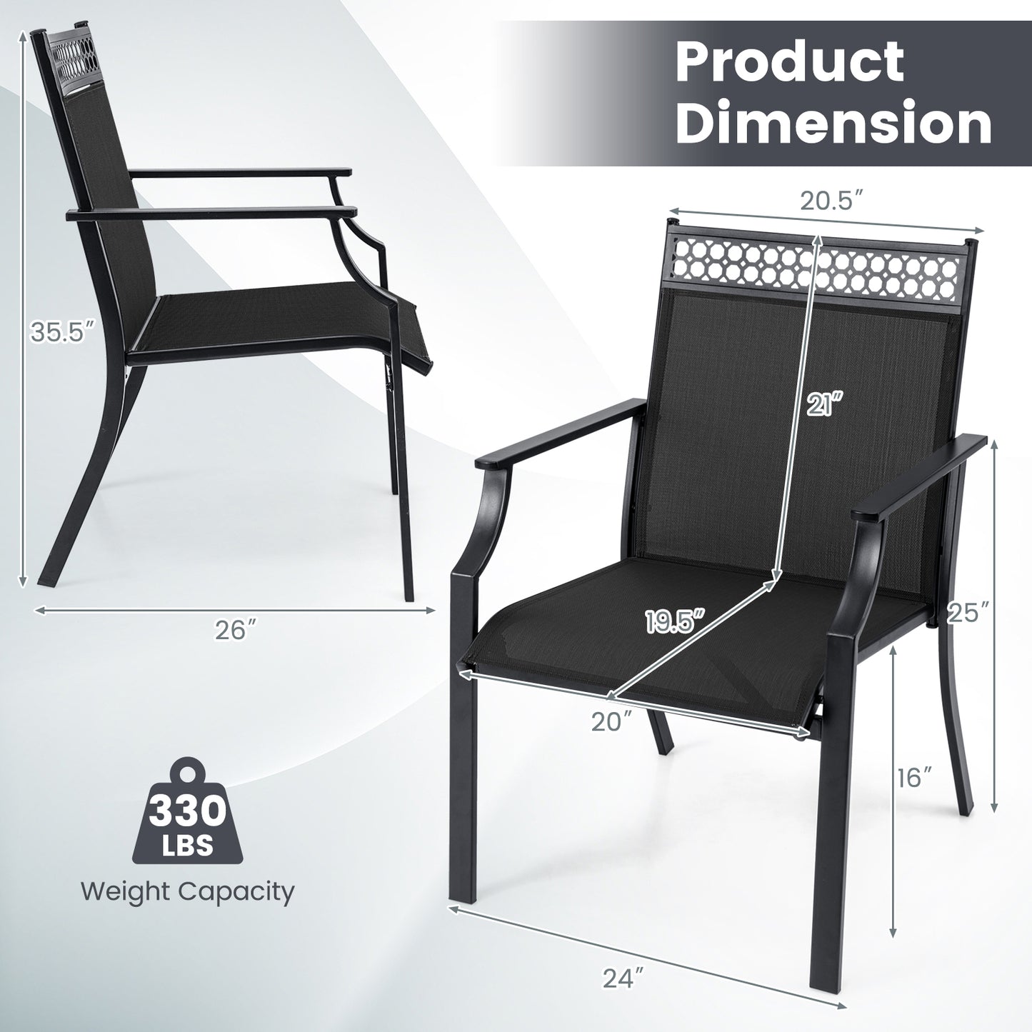 Patio Dining Chairs Set of 2 with Breathable Fabric