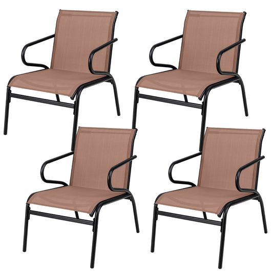 Patio Dining Chairs Set of 4 with Breathable Fabric